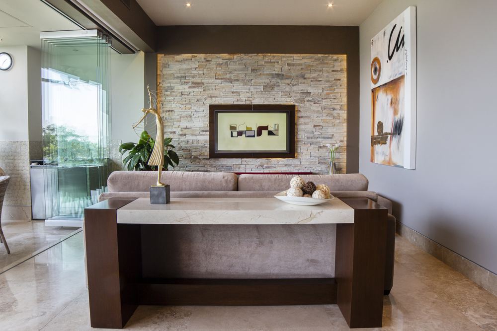 Family room with dancer sculpture